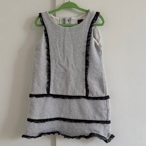 Tea collection silver Dress with Black Ruffle Trim